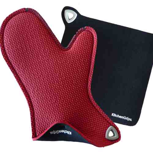Set manusa bucatarie si suport oala Kitchen Grips, Small, Red / Black