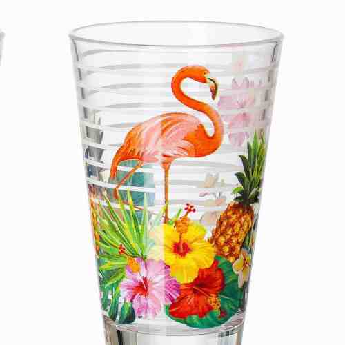 Set pahare Long Drink Jungle, Flamingo, 310 ml, 6 piese