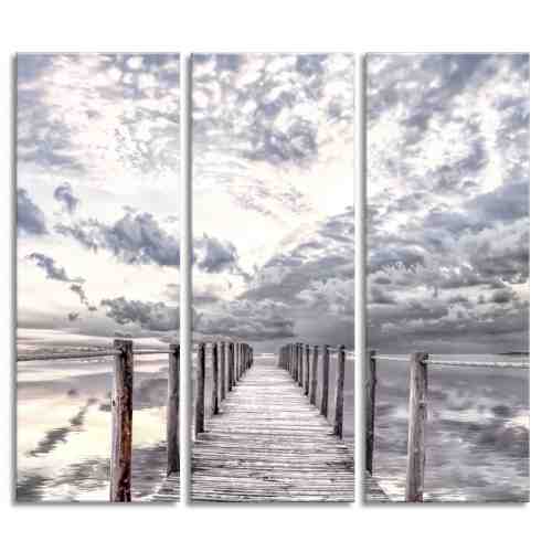 Tablou 3 piese Canvas By The Sea Clodus, 27x75 cm