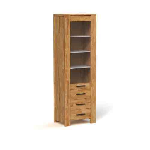 Vitrina cu 3 sertare din lemn masiv de stejar Cubic, L67xl45xh205 cm