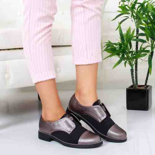 Pantofi Harico gri cu negru casual