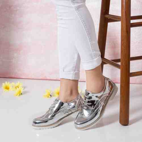 Pantofi Nikita argintii casual