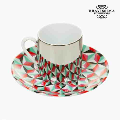 Cup with Plate Magic Porțelan Verde Roșu - Kitchen's Deco Colectare by Bravissima Kitchen