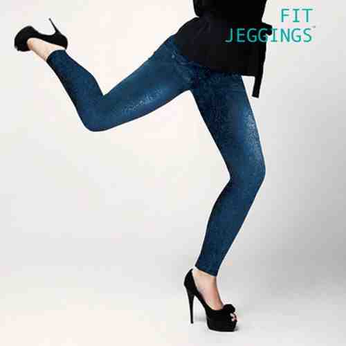 Jambiere din Material de Blugi Fitjeggings Albastru S/M