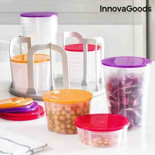 Set de Caserole Stivuibile cu Suport Rotativ InnovaGoods (49 piese)