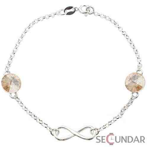 Bratara Argint 925 cu SWAROVSKI ELEMENTS Rivoli Infinit Silver Charm Golden Shadow