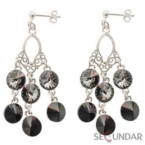 Cercei Argint 925 cu SWAROVSKI ELEMENTS Candelabru Silver Night - Jet