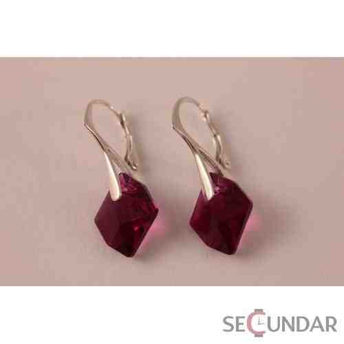 Cercei Argint 925 cu SWAROVSKI ELEMENTS Cosmic 14mm Ruby