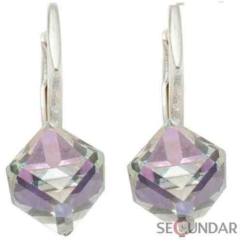 Cercei Argint 925 cu SWAROVSKI ELEMENTS Cubic 6 mm Vitrail Light