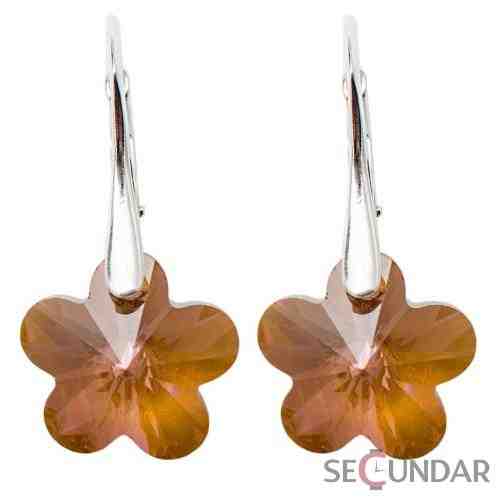 Cercei Argint 925 cu SWAROVSKI ELEMENTS Flower 14 mm Astral Pink