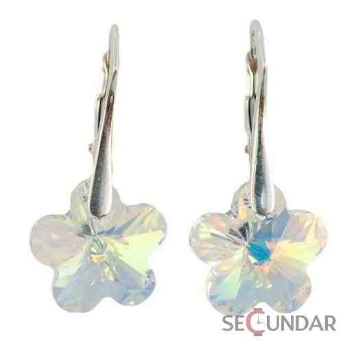 Cercei Argint 925 cu SWAROVSKI ELEMENTS Flower 14mm Aurore Boreale