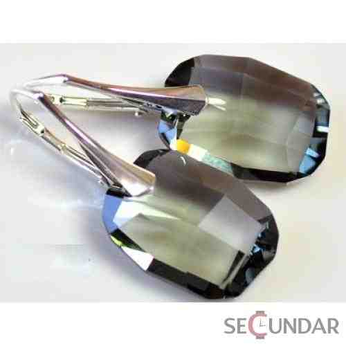 Cercei Argint 925 cu SWAROVSKI ELEMENTS Graphic 19mm Black Diamond