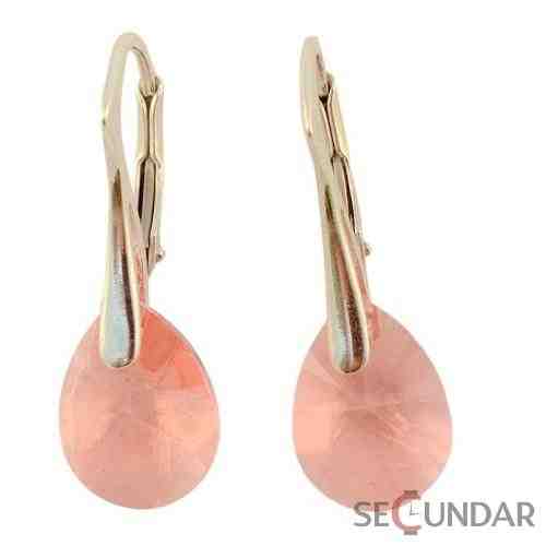 Cercei Argint 925 cu SWAROVSKI ELEMENTS MiniPear 12 mm Rose Peach