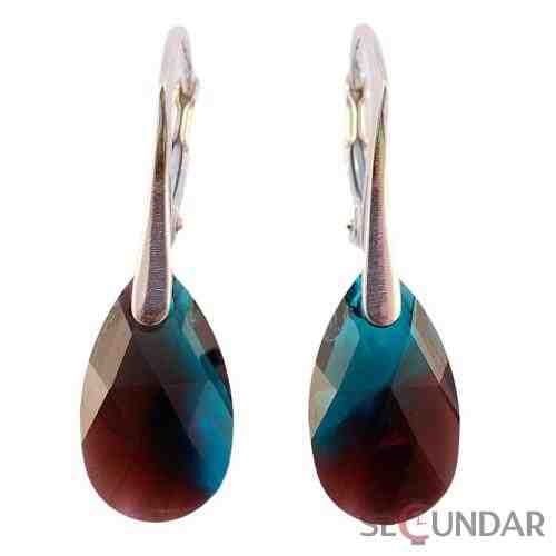 Cercei Argint 925 cu SWAROVSKI ELEMENTS Pear 16 mm Burgundy Blue Zircon