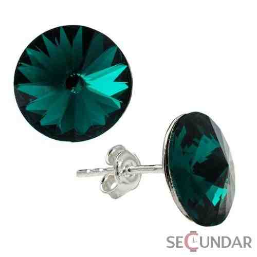 Cercei Argint 925 cu SWAROVSKI ELEMENTS Rivoli 10mm Emerald