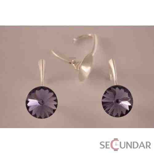 Cercei Argint 925 cu SWAROVSKI ELEMENTS Rivoli 12mm Tanzanite