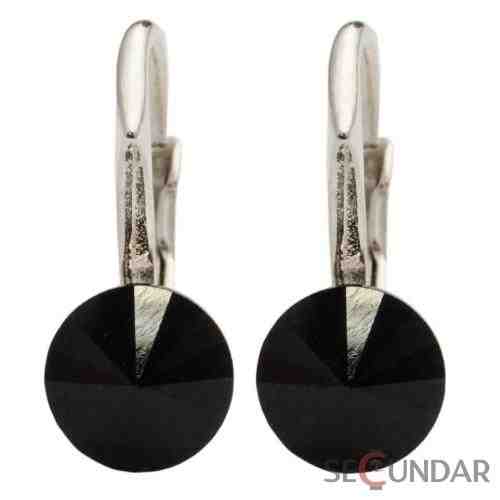 Cercei Argint 925 cu SWAROVSKI ELEMENTS Rivoli 6 mm Jet