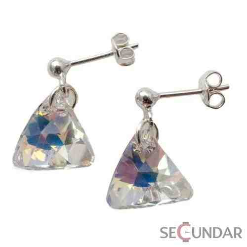 Cercei Argint 925 cu SWAROVSKI ELEMENTS Triangle 12 mm Aurore Boreale