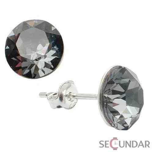 Cercei Argint 925 cu SWAROVSKI ELEMENTS Xirius 8 mm Silver Night
