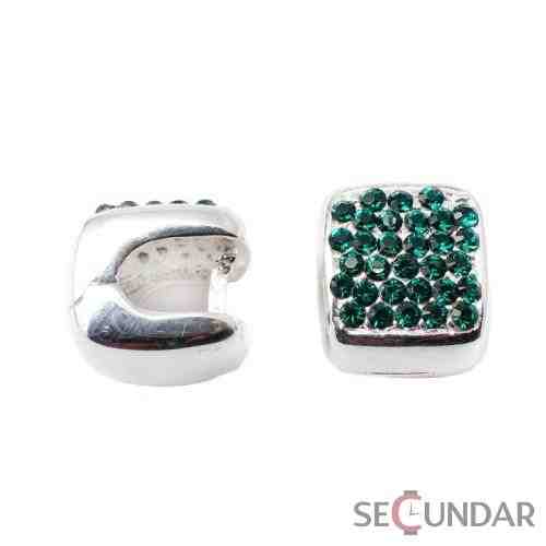 Cercei Argint 925 cu SWAROVSKI ELEMENTS Xirius Square Emerald