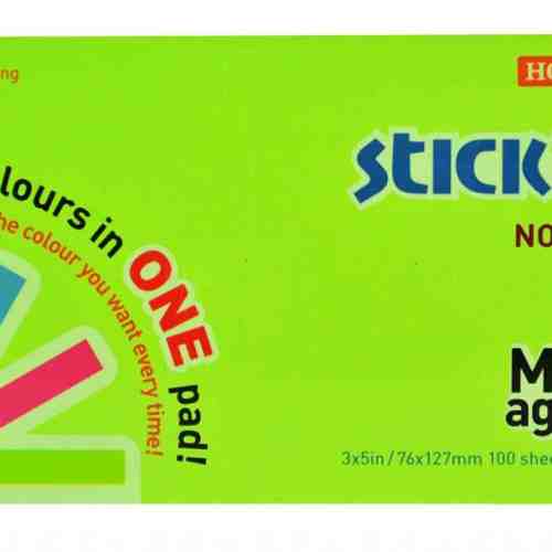 Magic notes autoadeziv 76 x 127 mm, 100 file, Stick"n Magic Notes - 4 culori neon