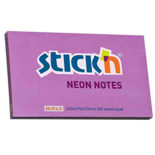Notes autoadeziv 76 x 127 mm, 100 file, Stick"n - mov neon