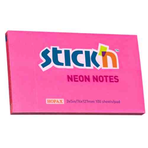 Notes autoadeziv 76 x 127 mm, 100 file, Stickn - roz neon"