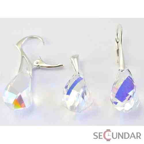 Set Argint 925 cu SWAROVSKI ELEMENTS Helix 18mm Aurore Boreale