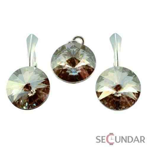 Set Argint 925 cu SWAROVSKI ELEMENTS Rivoli 12mm Lt. Colorado Topaz