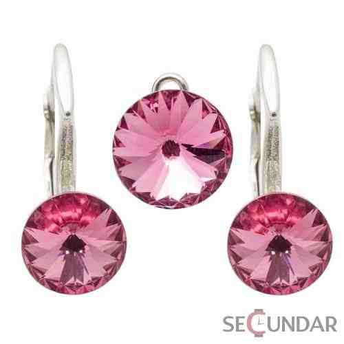 Set Argint 925 cu SWAROVSKI ELEMENTS Rivoli 6-8 mm Rose
