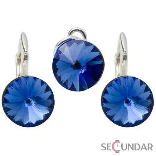 Set Argint 925 cu SWAROVSKI ELEMENTS Rivoli 8 mm Sapphire