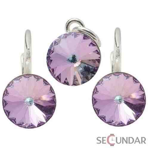Set Argint 925 cu SWAROVSKI ELEMENTS Rivoli 8 mm Vitrail Light