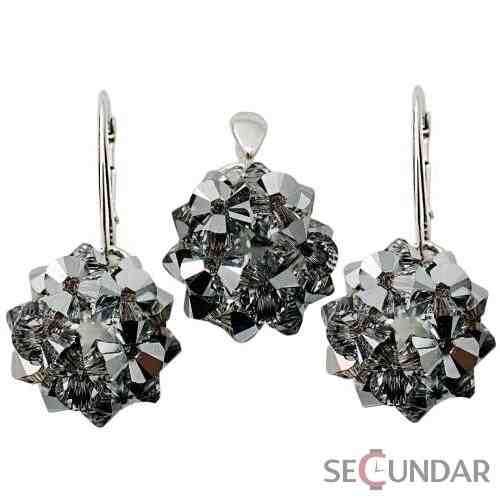 Set Argint 925 cu SWAROVSKI ELEMENTS Sewed Bicone 16 mm Comet Argent Light