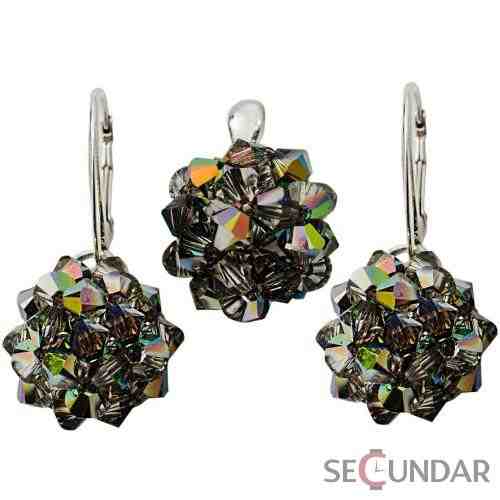 Set Argint 925 cu SWAROVSKI ELEMENTS Sewed Bicone 16 mm Vitrail Medium