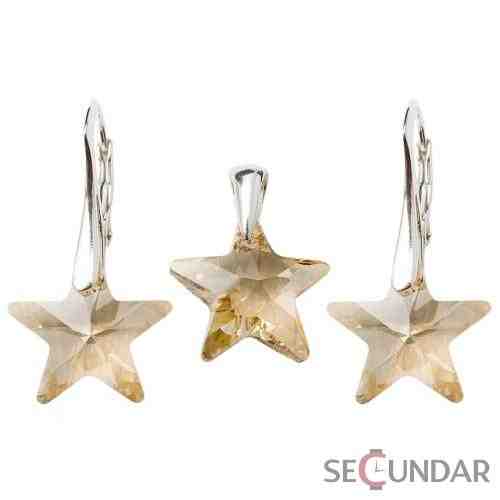 Set Argint 925 cu SWAROVSKI ELEMENTS Star 16 mm Golden Shadow