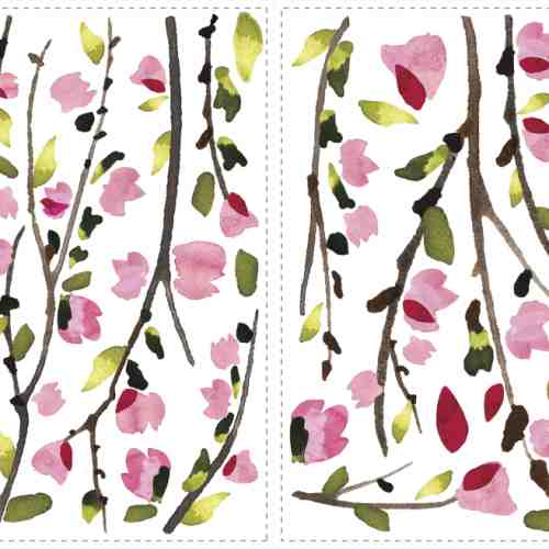 Sticker decorativ PINK BLOSSOM BRANCHES | 4 colite de 25,4 cm x 45,7 cm