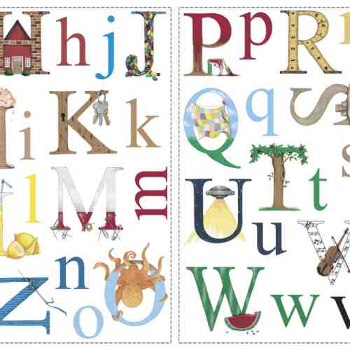 Sticker educativ ALPHABET | 4 colite de 25,4 cm x 45,7 cm