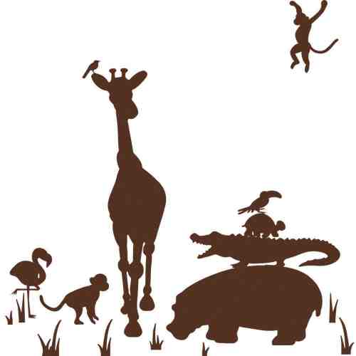 Sticker gigant ANIMAL SILHOUETTES MARO | 95,3 x 48,3 cm