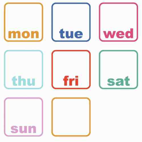 Table de scris Days of the Week Planner | 4 colite de 25,4 cm x 45,7 cm