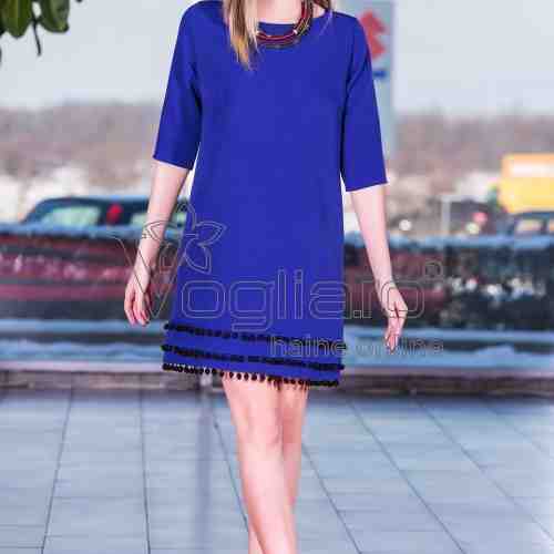 ROCHIE ALBASTRU VIOLET CU CIUCURI NEGRI