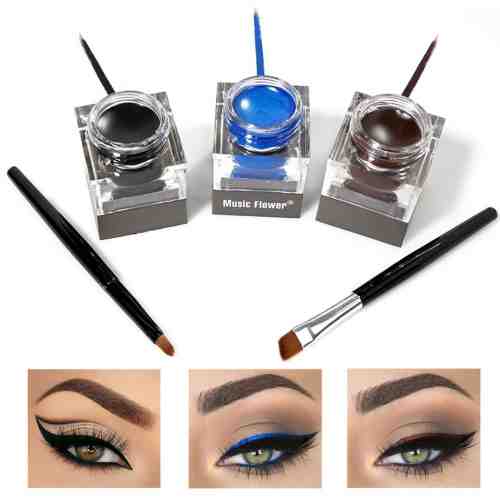 Eyeliner Gel 3 culori + 2 pensule - Maro, Negru, Albastru