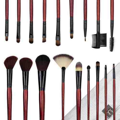 Set 18 pensule machiaj profesionale Fraulein38 Silver Style + Borseta Cadou