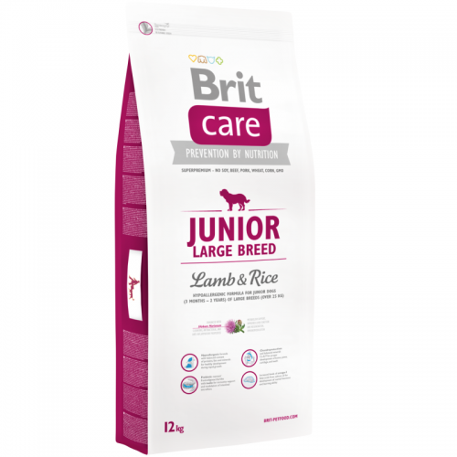 Hrana uscata pentru caini Brit Care Junior Large Breed cu miel si orez 12 kg