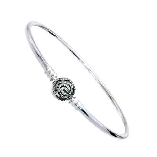Bratara fixa pentru talismane, Argint 925, inchizatoare cu zirconii albe, lungime 18 cm
