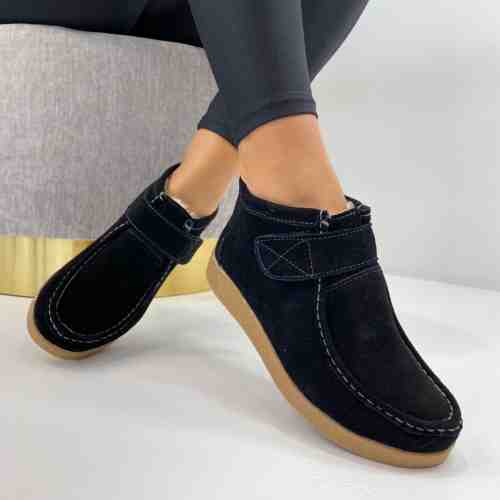 Ghete Piele Naturala Lola Negre #B5844