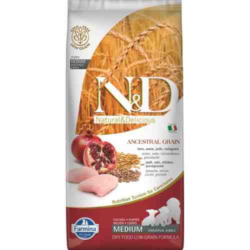 N&D Low Grain Dog Chicken and Pomegranate Puppy Medium, 12 kg