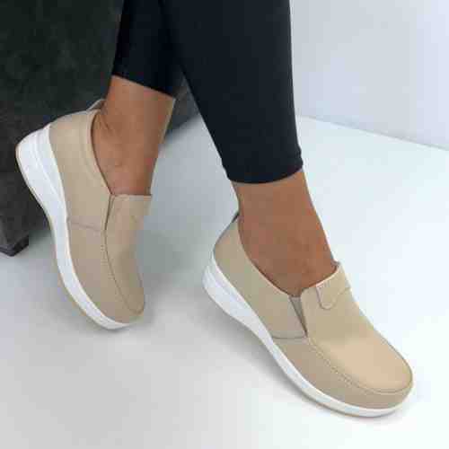 Pantofi Piele Naturala Augustina Bej #B5213