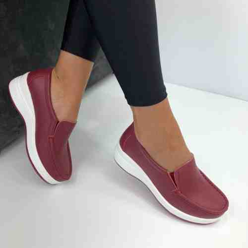 Pantofi Piele Naturala Cecilia Bordo #B5210