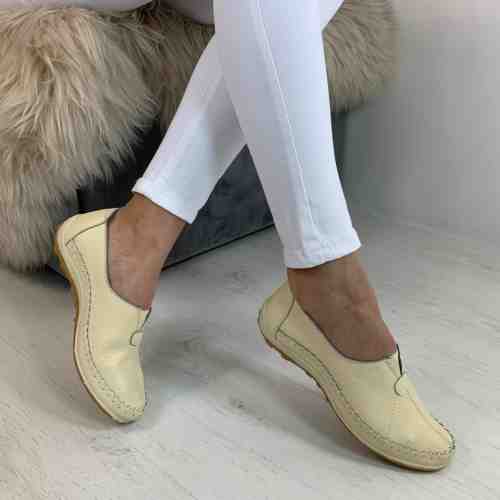Pantofi Piele Naturala Evelina Bej #B4019