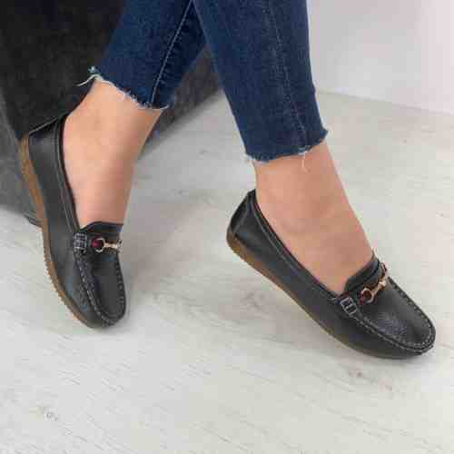 Pantofi Piele Naturala Tara Negri #B3922